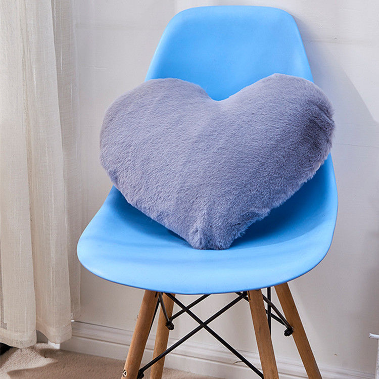 One-piece delivery solid color imitation rabbit fur pillow car pillow heart-shaped sofa waist Pillow sofa seat short plush cushion