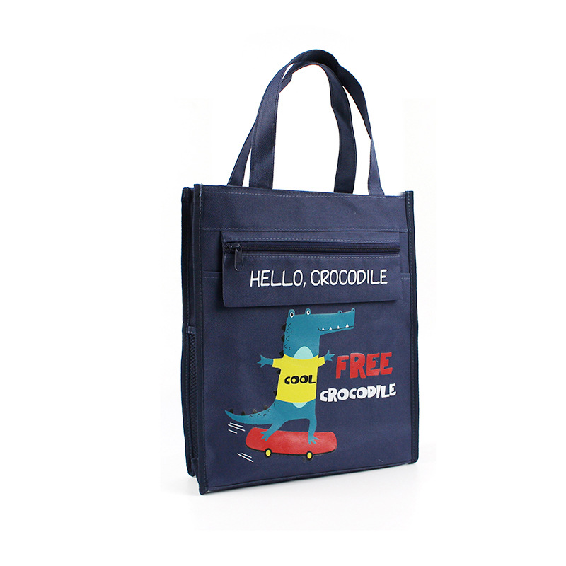 Children's art class canvas tutorial bag hand carrying large capacity waterproof handbag male and female primary school students cartoon carrying book bag