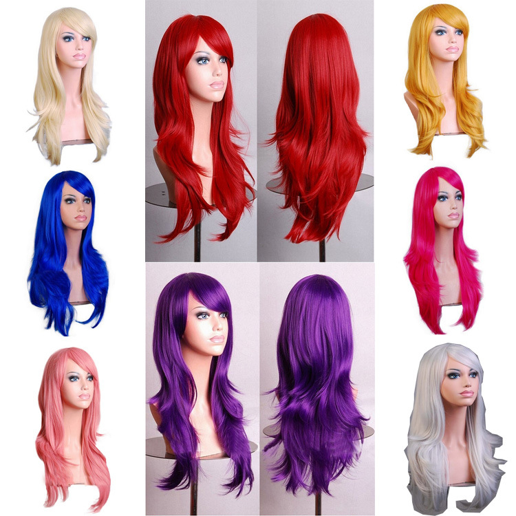 cos long roll animation cosplay color European and American wigs foreign trade Golden explosions factory direct spot 70cm