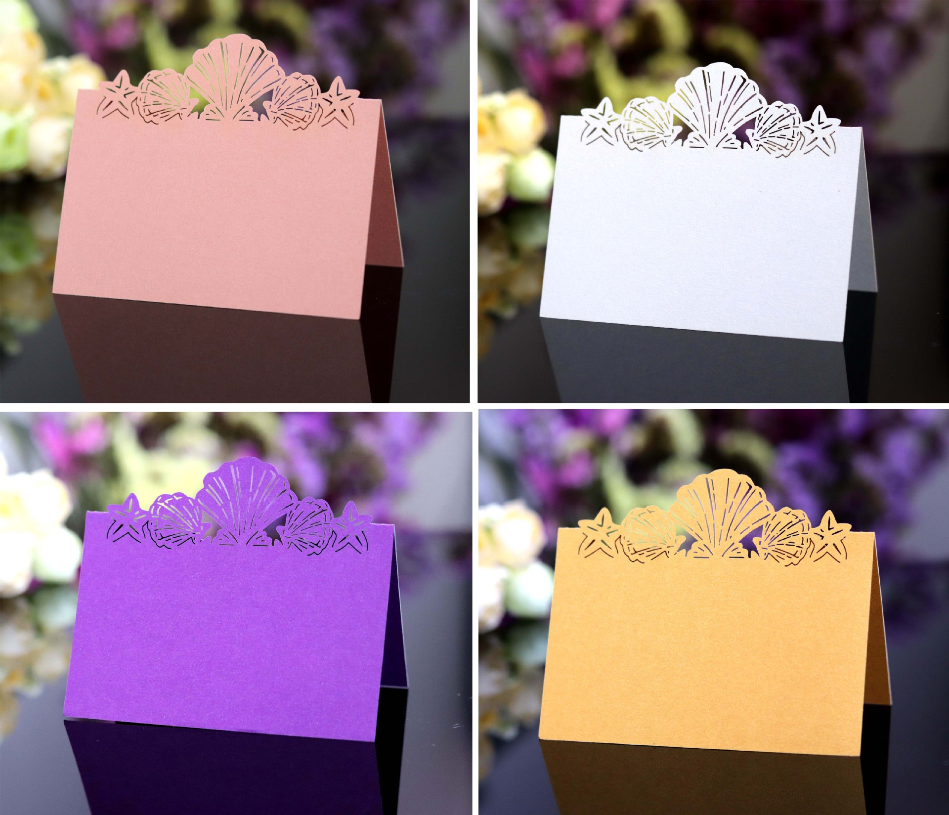Cross-Border Export Amazon Wedding Butterfly Hollow Seat Card Laser Card Ice White Shell Table Card Signature Card