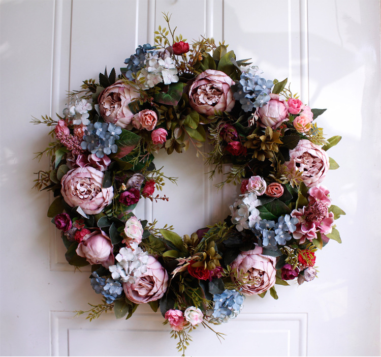 Large wreath 53cm 22 inch artificial flower wreath hanging decoration door decoration wall decoration Amazon AliExpress supply
