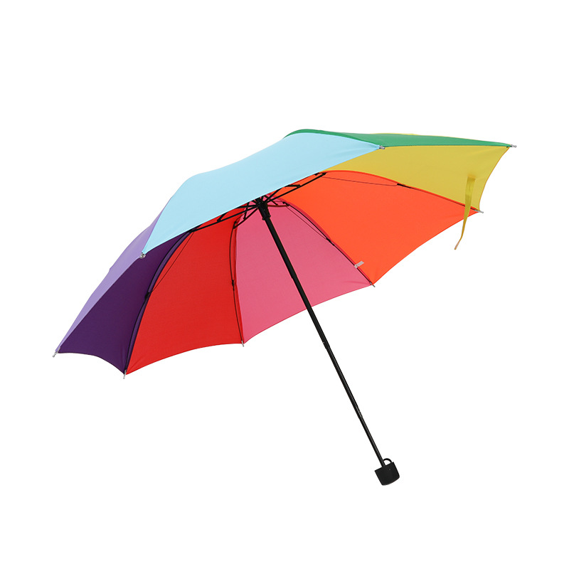 Factory wholesale Jiangnan rain brand rainbow umbrella wind-resistant 8-bone 4-section bumper cloth sun-proof sun-proof advertising umbrella customization