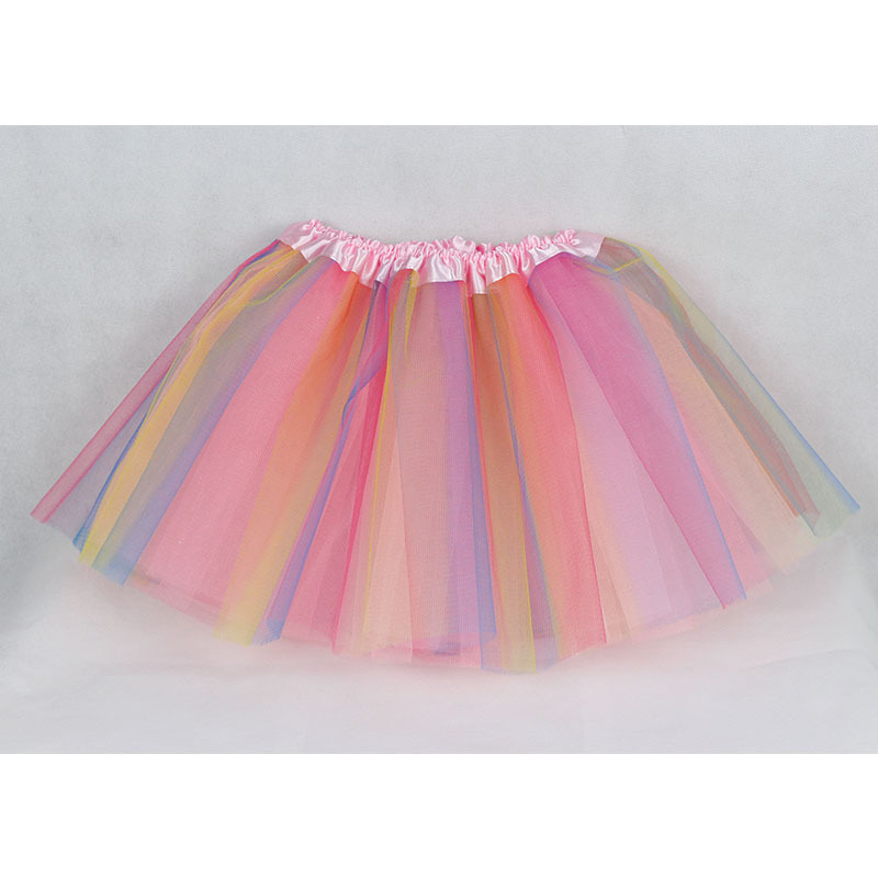 Tutu Skirt Twill Rainbow Skirt Princess Mesh Skirt European and American Mesh Skirt Children's Skirt Puffy Children's Style