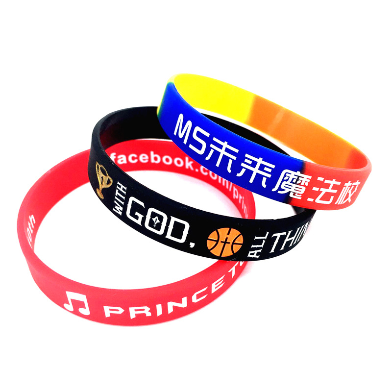 Factory direct bracelet printing lettering fashion luminous personality hand ring design logo multi-color silicone bracelet