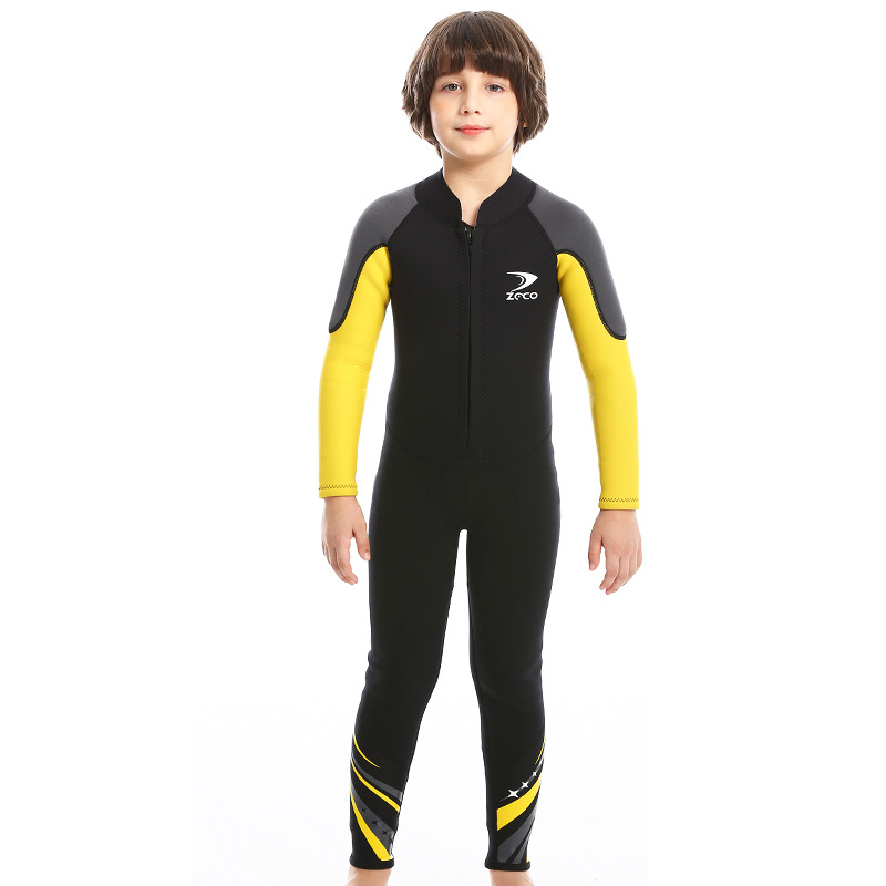 New 2.5mm Children's Diving Suit Swimsuit Girls' One-piece Long-sleeved Thickened Warm Sunscreen Surf Floating Diving Suit