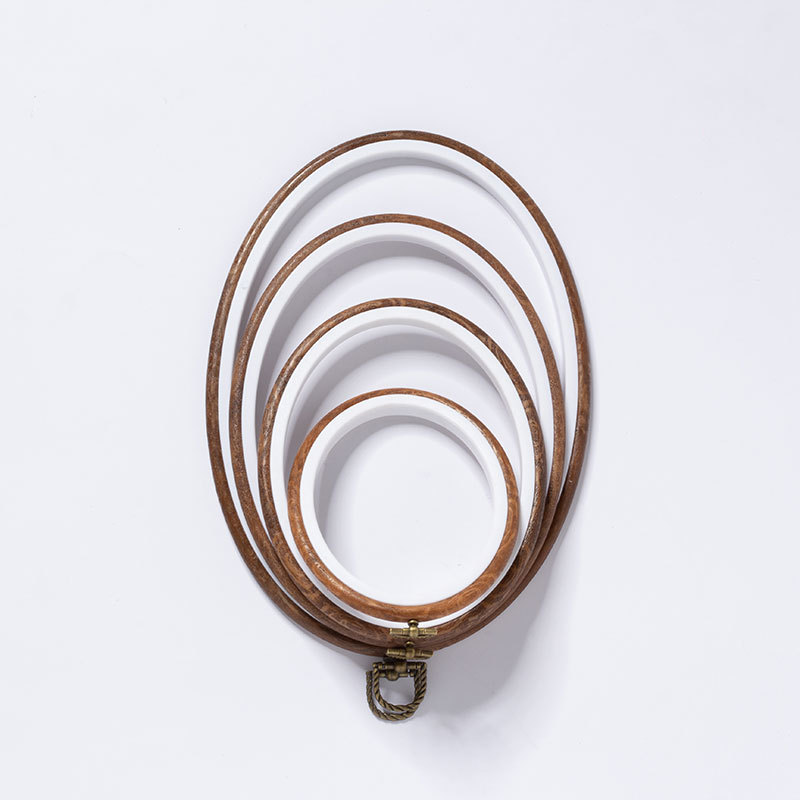 Spot round antique cross stitch stretch PVC Oval retro wood grain embroidery ring dream catcher hand DIY tool