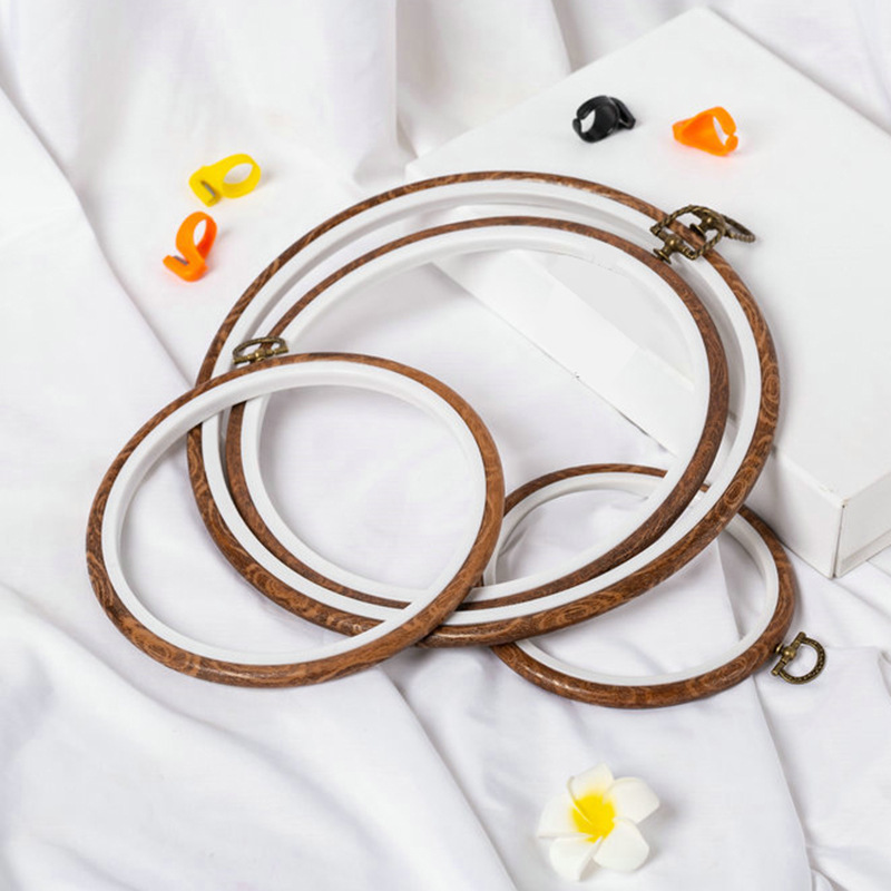 Spot round antique cross stitch stretch PVC Oval retro wood grain embroidery ring dream catcher hand DIY tool