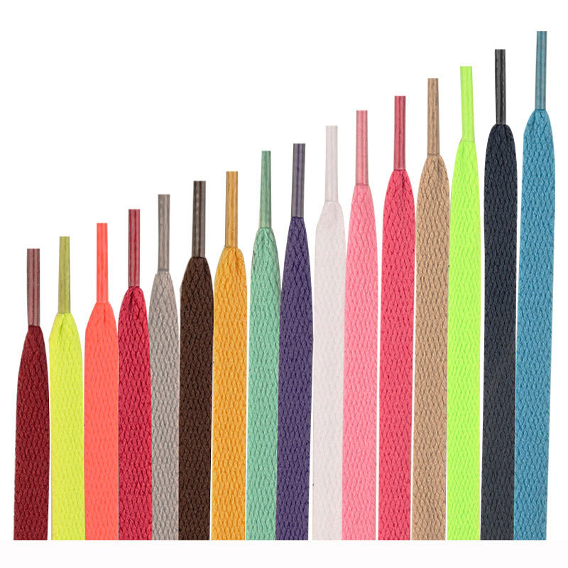 Wholesale Polyester-Cotton Shoelaces from Manufacturer, Colorful Flat Shoelaces for Women's Sports and Casual Shoes, Unisex Shoelaces