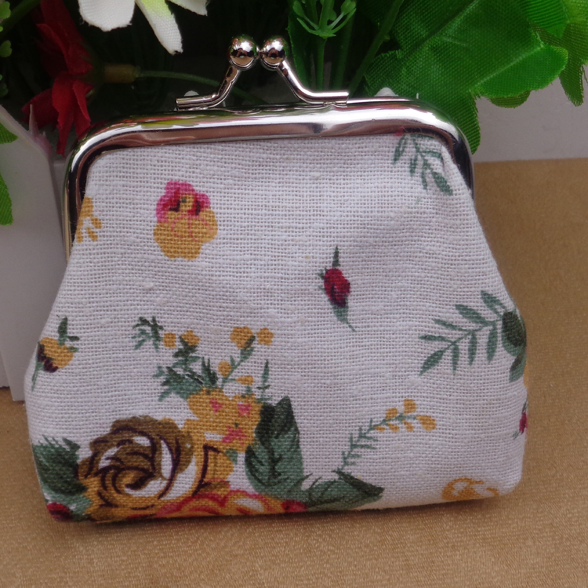 Wholesale Peony Canvas Coin Purse Flower Buckle Coin Bag Rose Coin Purse 8