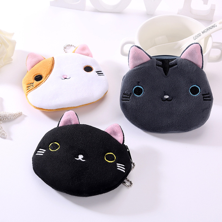 Creative Cute Cartoon Japanese and Korean Student Ladies Zipper Mini Key Coin Storage Japanese Cute Cat Coin Purse