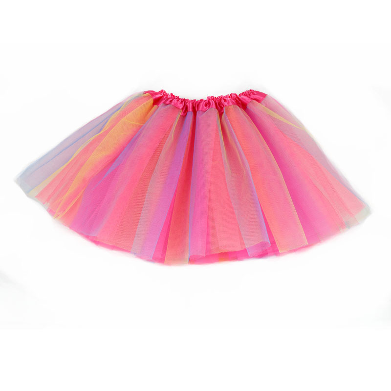 Tutu Skirt Twill Rainbow Skirt Princess Mesh Skirt European and American Mesh Skirt Children's Skirt Puffy Children's Style