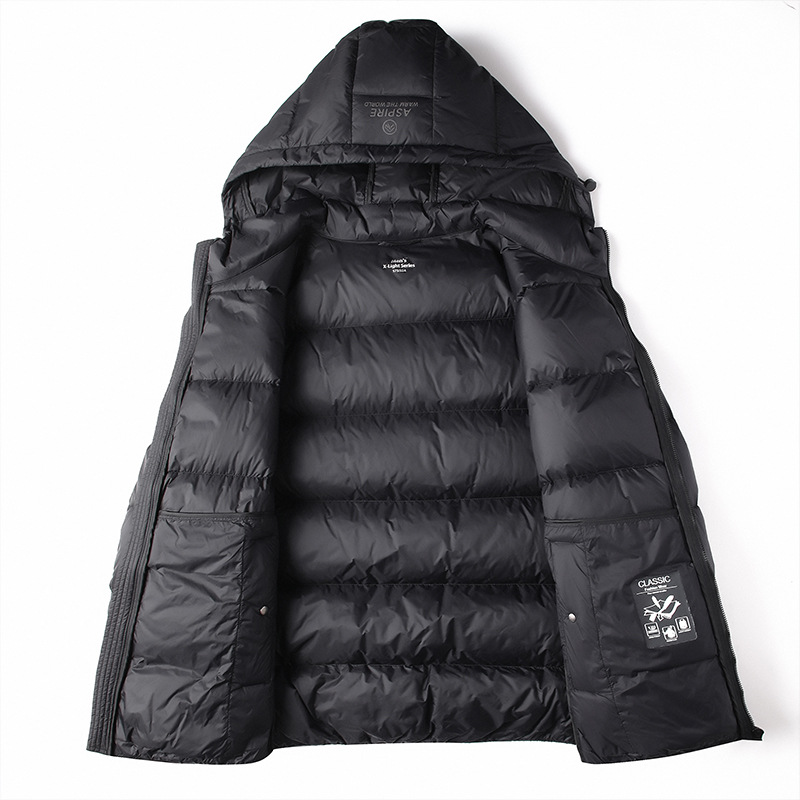 Winter New Simple All-match Hooded Down Jacket Men's Thickened Middle-aged and Young People's Cold-proof Warm Fashionable Bread Down Jacket