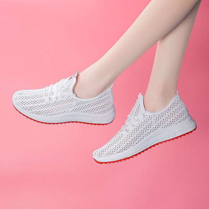 Old Beijing Cloth Shoes Non-Slip Casual White Shoes Women's Summer Mesh Shoes Sports Shoes Soft Sole Square Dancer Shoes