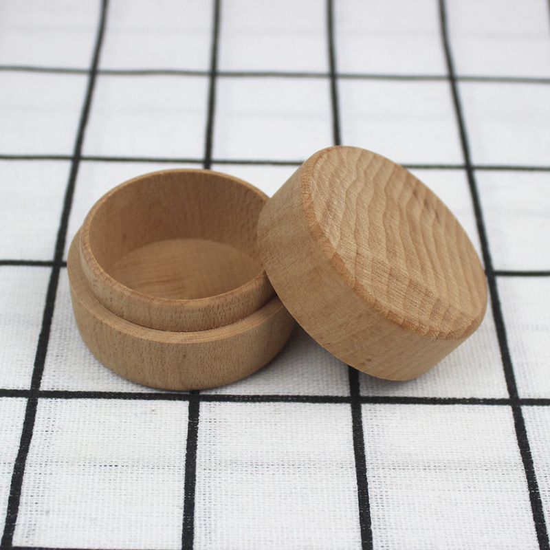 Round wooden box Beech round ring box solid wood gift storage box earrings necklace packaging jewelry box manufacturers wholesale