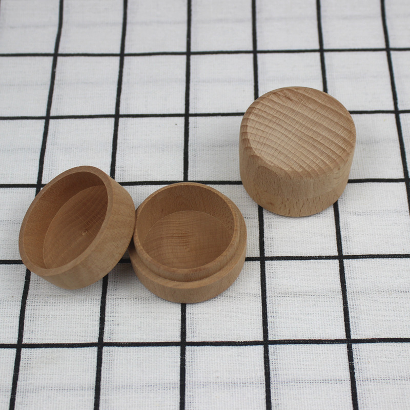 Round wooden box Beech round ring box solid wood gift storage box earrings necklace packaging jewelry box manufacturers wholesale