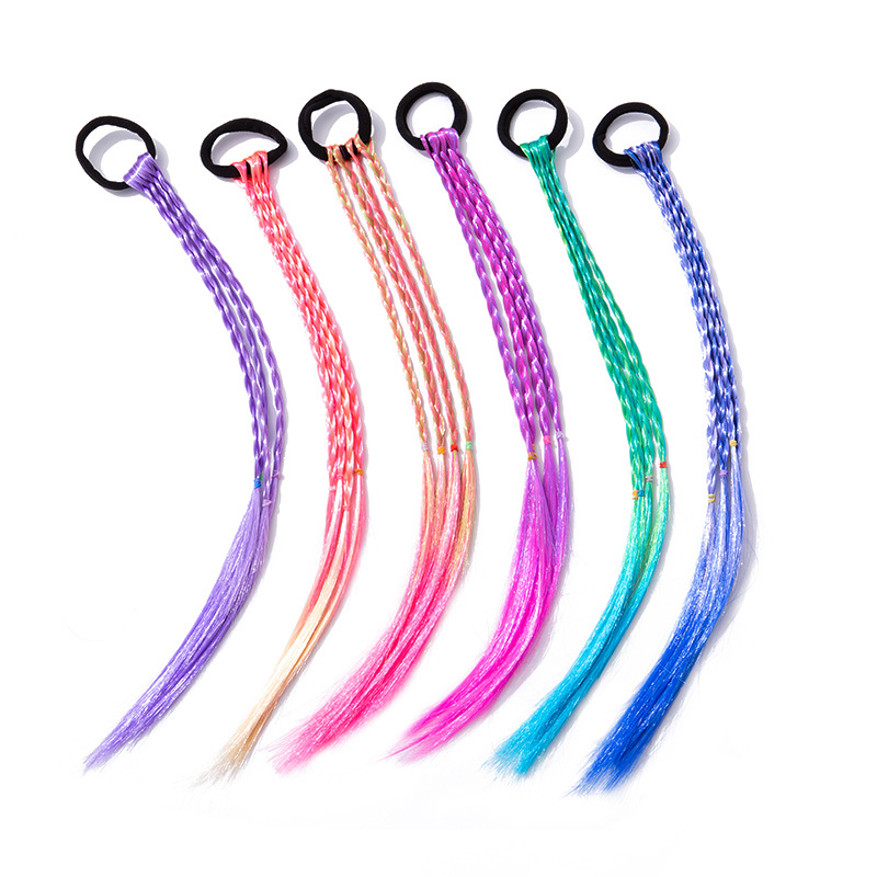 Foreign Trade Supply Children's Colorful Hair Ties Gradient Wig Braid Elastic Hair Bands Ponytail Cross-Border Korean Version