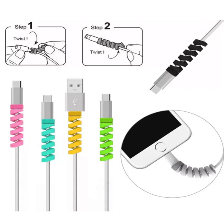 Factory direct spiral silicone data cable protective cover power cord anti-break suitable for wide range easy to carry