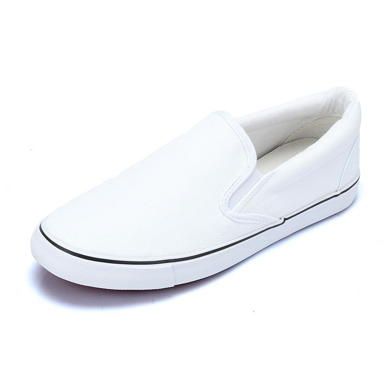All-match Basic White Canvas Shoes Women's Summer 2020 New Arrival Lazy Cloth Shoes Korean Style All-match Slip-on White Shoes