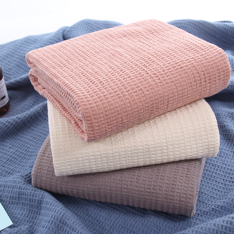 Manufacturer Pure Cotton Honeycomb Waffle Blanket Simple Solid Color Breathable Lunch Break Multifunctional Blanket Air Conditioning Blanket Wholesale