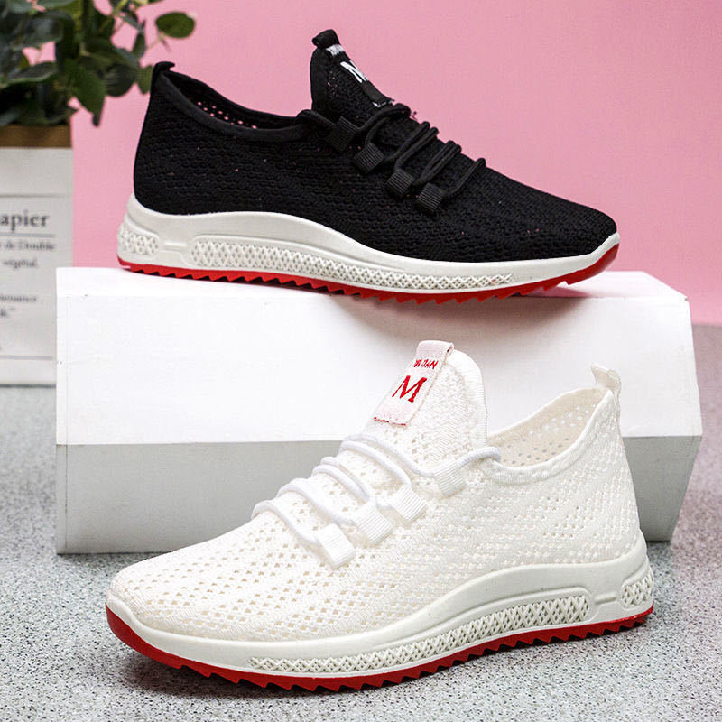 Old Beijing Cloth Shoes Non-Slip Casual White Shoes Women's Summer Mesh Shoes Sports Shoes Soft Sole Square Dancer Shoes