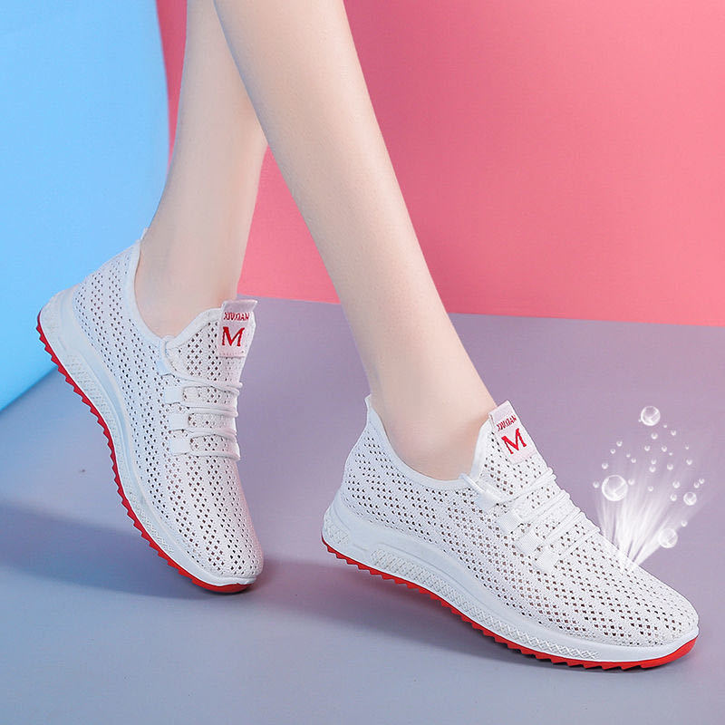 Old Beijing Cloth Shoes Non-Slip Casual White Shoes Women's Summer Mesh Shoes Sports Shoes Soft Sole Square Dancer Shoes