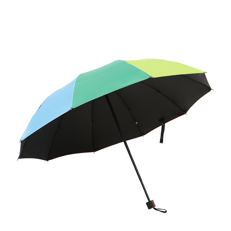 Factory wholesale Jiangnan rain brand rainbow umbrella wind-resistant 8-bone 4-section bumper cloth sun-proof sun-proof advertising umbrella customization