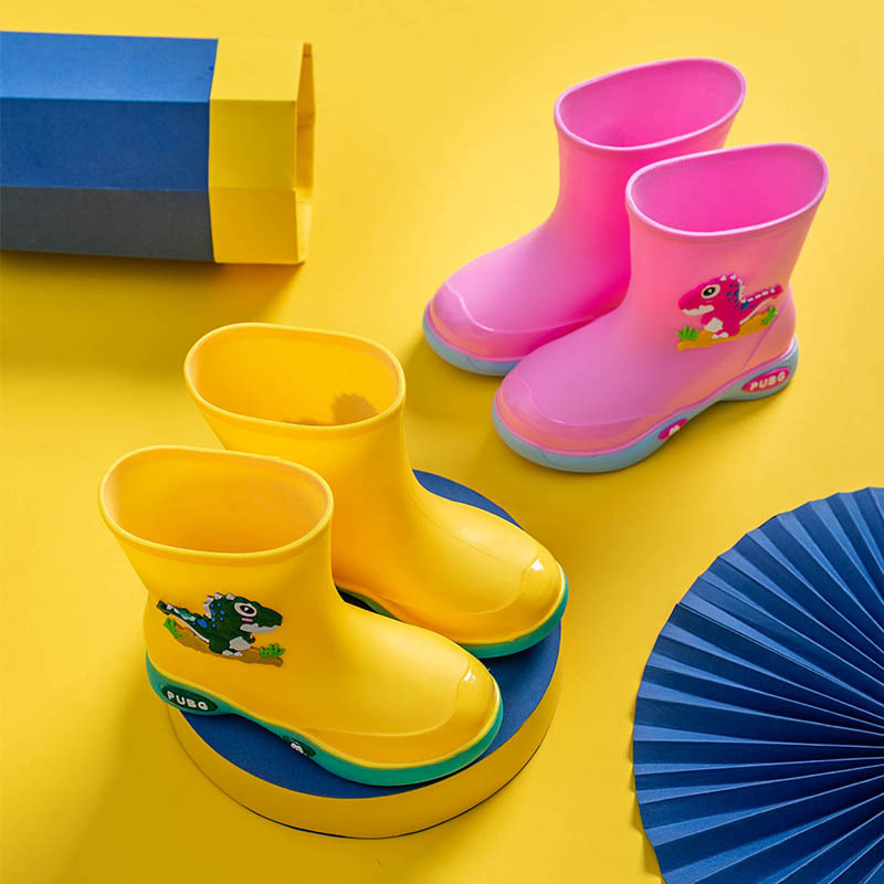 Children's Rain Boots for Girls, Fleece-Lined Waterproof Non-Slip Rain Shoes for Toddlers and Young Boys, Thickened and Warm