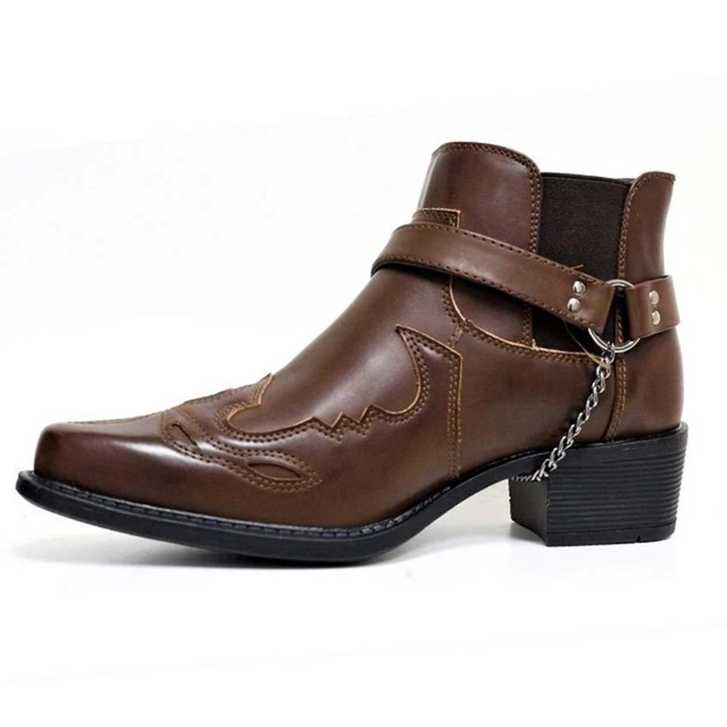 Factory Direct Sales Export New Short Boots Fashionable Stylish Belt Buckle Thick Heel Pointed Toe 38-48 Boots Men's Boots