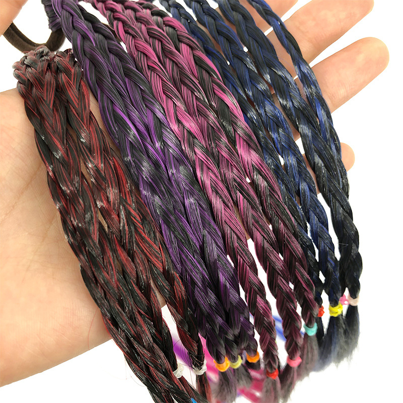 Foreign Trade Supply Children's Colorful Hair Ties Gradient Wig Braid Elastic Hair Bands Ponytail Cross-Border Korean Version