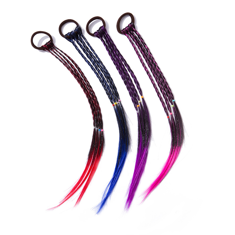 Foreign Trade Supply Children's Colorful Hair Ties Gradient Wig Braid Elastic Hair Bands Ponytail Cross-Border Korean Version