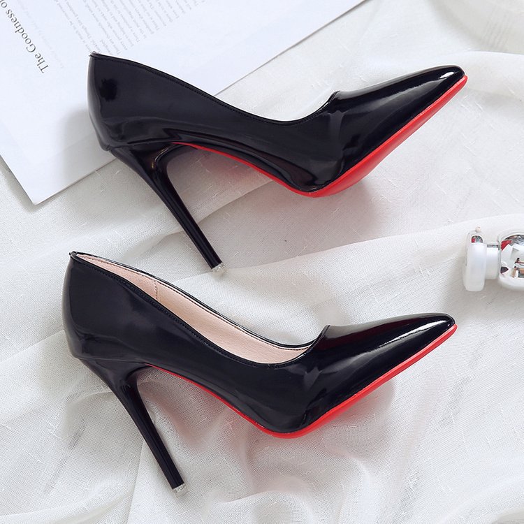 Red-Soled High Heels That Are Comfortable for Women, Stiletto Heels, Spring 2025, Black Heels, Large Size Pointed Toe 41-43, Shallow Mouth