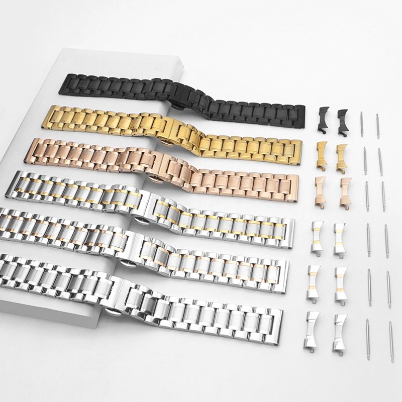 Five-Bead Solid Butterfly Buckle Watch Strap/Suitable for Famous Brands Apple, Samsung, Huawei 304 Stainless Steel Watch Strap