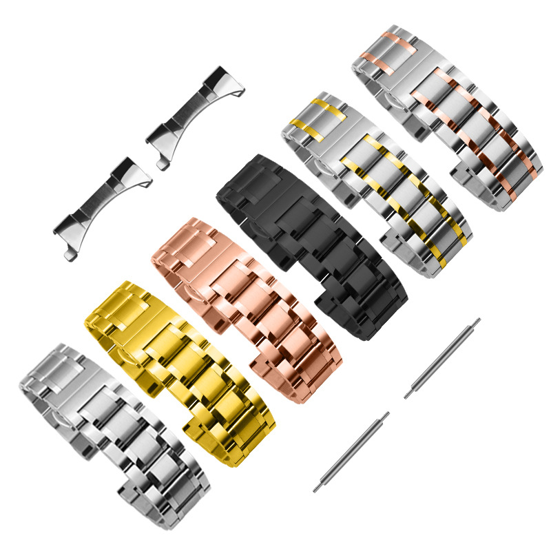 Five-Bead Solid Butterfly Buckle Watch Strap/Suitable for Famous Brands Apple, Samsung, Huawei 304 Stainless Steel Watch Strap