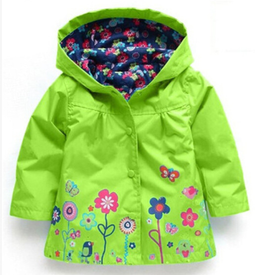 Children's clothing children's coat Girls cute flowers windproof rainproof Storm Coat girls raincoat a generation of hair