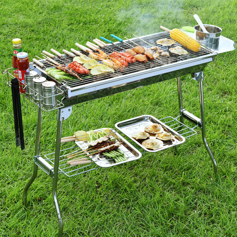 Barbecue Grill Household Large Stainless Steel Barbecue Camping Style Barbecue Stove Outdoor Foldableing Portable Barbecue Grill