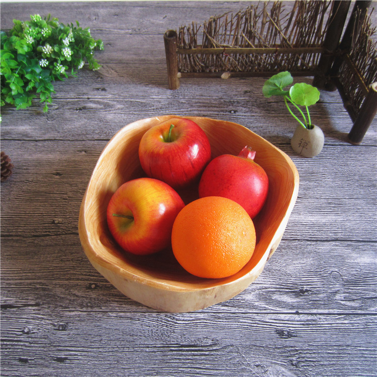 Factory wholesale root carving solid wood fruit plate fruit basin large living room creative fruit plate hotel restaurant fruit plate wooden bowl