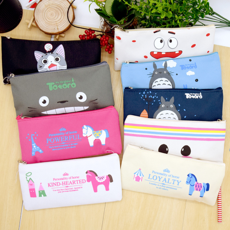 Men's and Women's Korean Simple Junior High School Students Large Capacity Stationery Box Primary School Canvas Multifunctional Roll Pencil Case Pencil Case