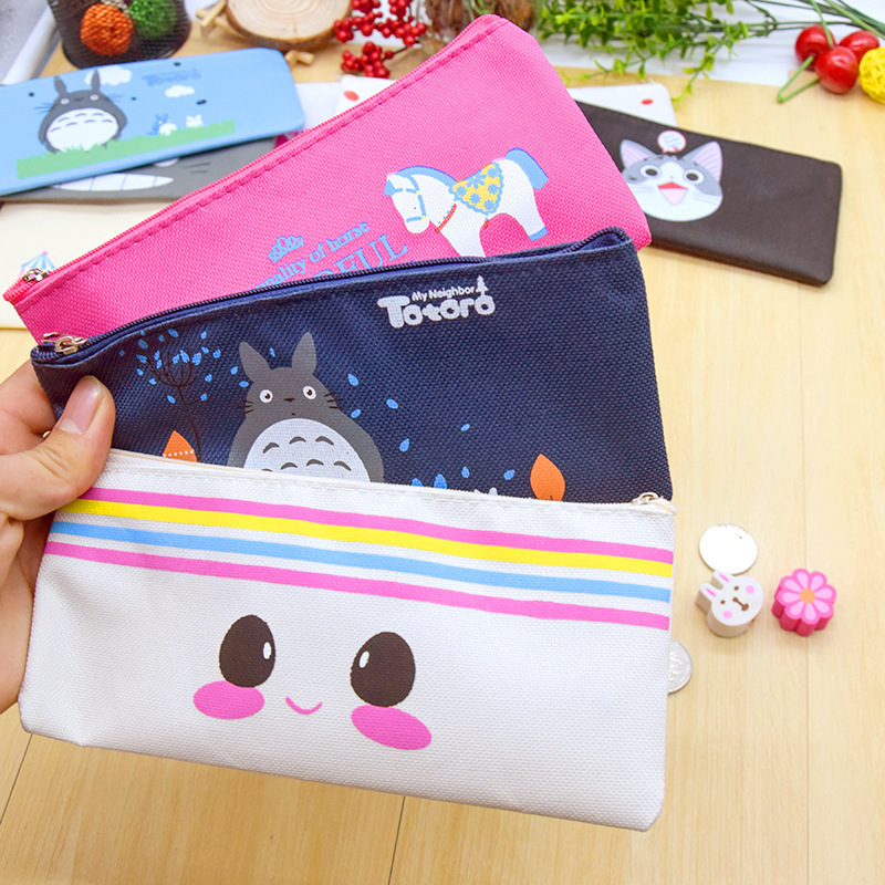 Men's and Women's Korean Simple Junior High School Students Large Capacity Stationery Box Primary School Canvas Multifunctional Roll Pencil Case Pencil Case