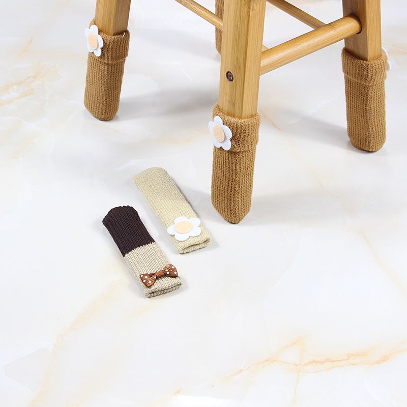 Double-layer Knitted Chair Stool Table Mat Thickened Wear-resistant Table and Chair Foot Cover Furniture Silent Solid Wood Floor Protective Mat