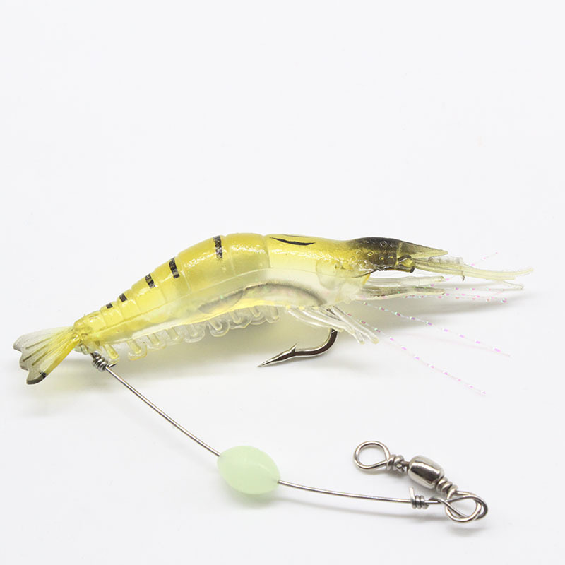 Luya bait fake shrimp with hook shrimp 9cm/6g fish bait bionic bait simulation Soft Bait soft shrimp luminous cocked black fish