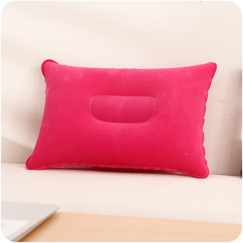 Wholesale outdoor pvc pillow travel camping thick flocking rectangular inflatable pillow nap companion square pillow