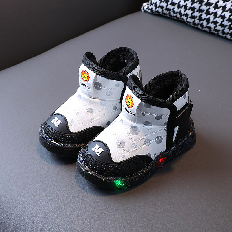 Light up Snow Boots for Women 1-6 Years Old and 3 Boys Fleece-Lined and Thickeneded Cotton Shoes for Toddlers Flashing Shoes Baby Soft Sole Toddler Shoes Trbottomy