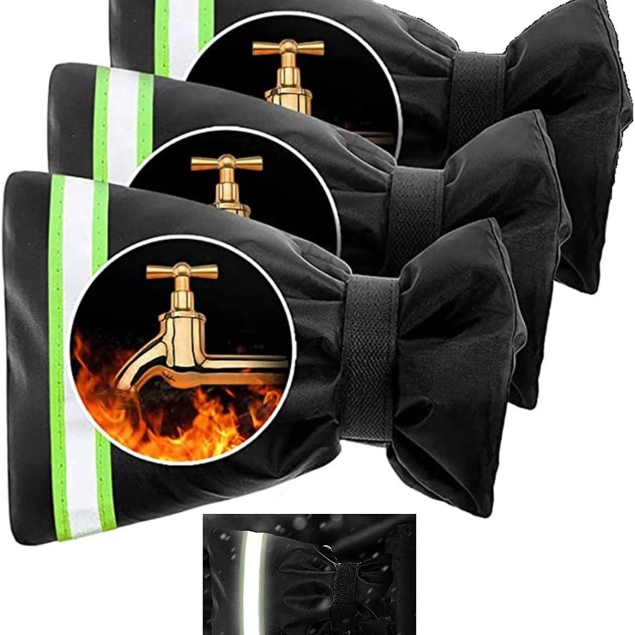 Outdoor Faucet Cover Winter Faucet Anti-freeze Protective Cover Reflective Strip Thermal Insulation Anti-icing Faucet Protective Cover