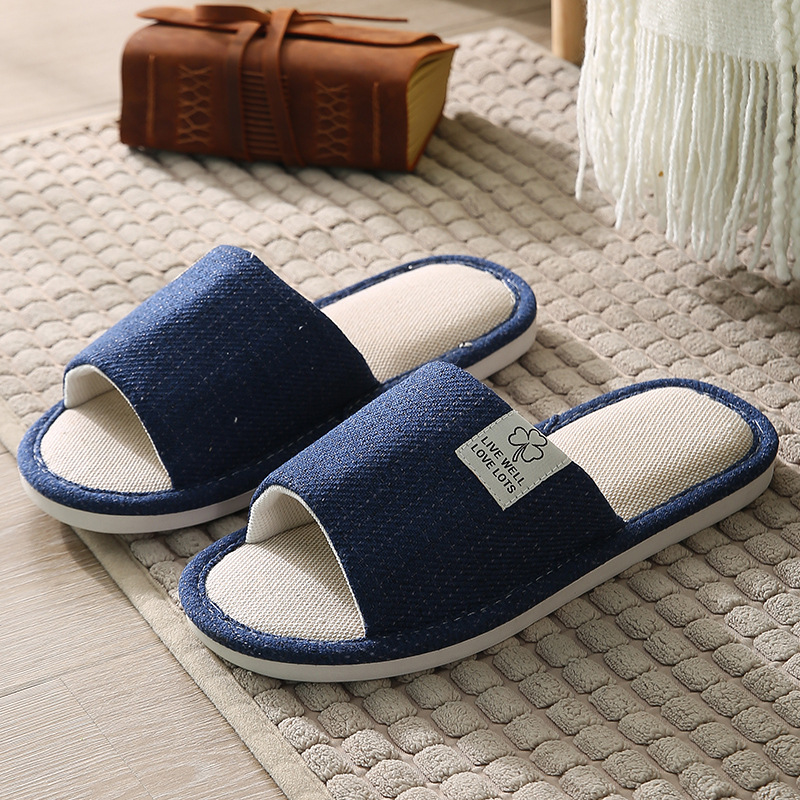 New home linen slippers women's indoor non-slip wear-resistant couple slippers Men's Four Seasons floor slippers manufacturers wholesale