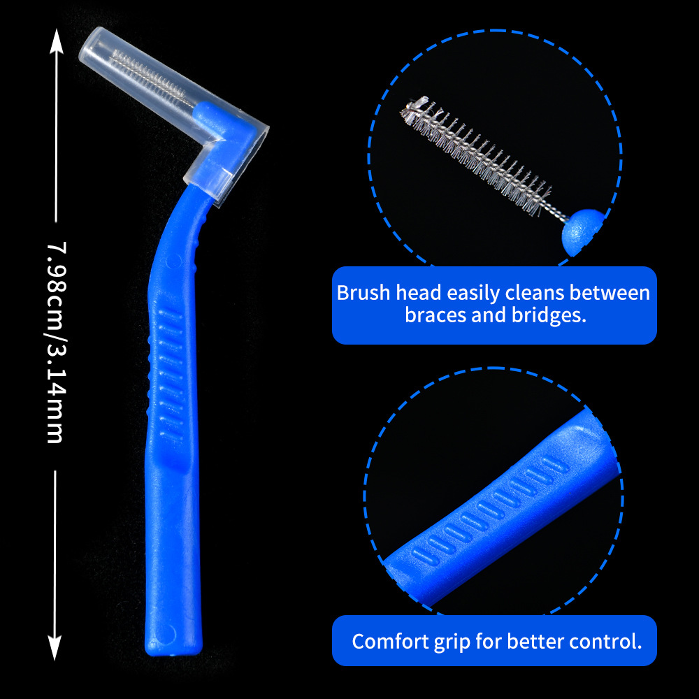Cross-border L-shaped interdental brush oral cleaning care orthodontic interdental brush 7-shaped interdental brush factory in stock wholesale