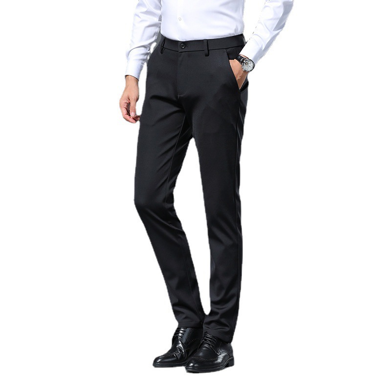 Thick men's suit pants Spring and Autumn new polyester work four-sided stretch suit pants men's draping slim stretch casual pants men