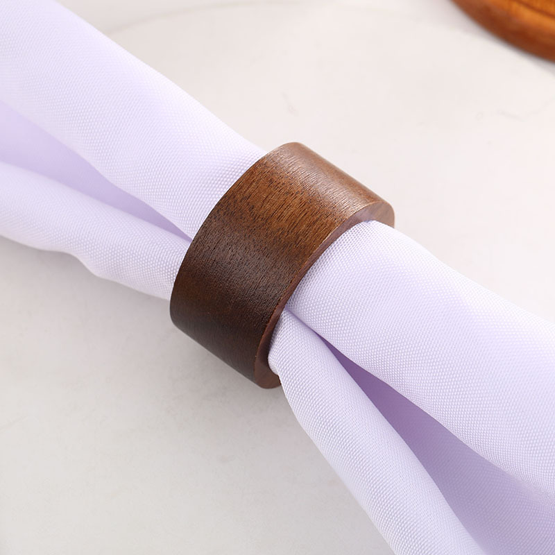 Simple Solid Color Wooden Napkin Rings, Table Napkin Holders, Restaurant Napkin Rings Wholesale, Cross-Border Wholesale, In-Stock Shipping
