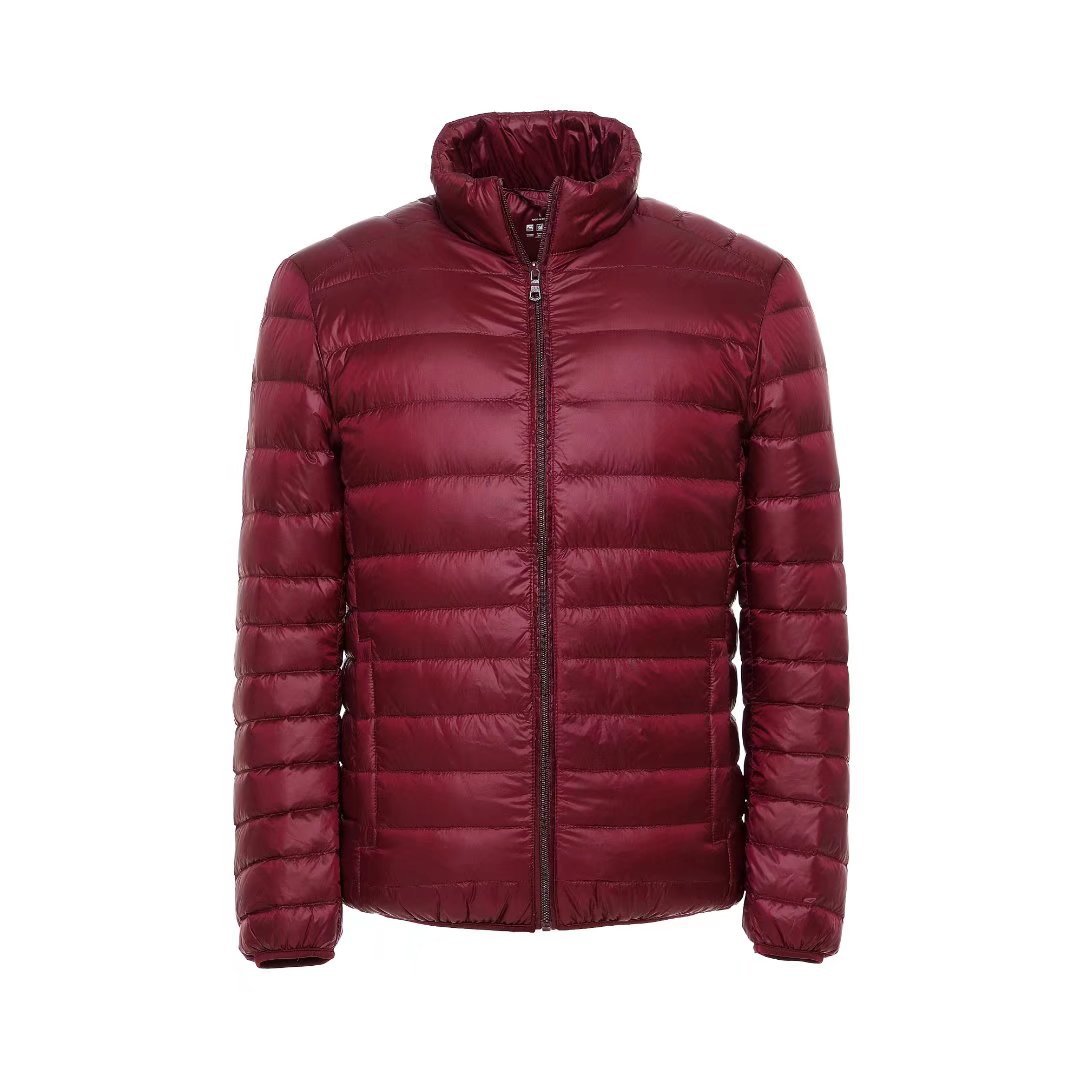 Pinghu autumn and winter short lightweight cross-border solid color simple stand collar white duck down white duck down men's jacket down jacket men