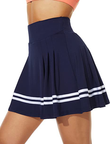 New Tennis Skirt Cross-border European and American Women's Pleated Pocket Built-in Shorts Golf High Elastic Sports Skirt
