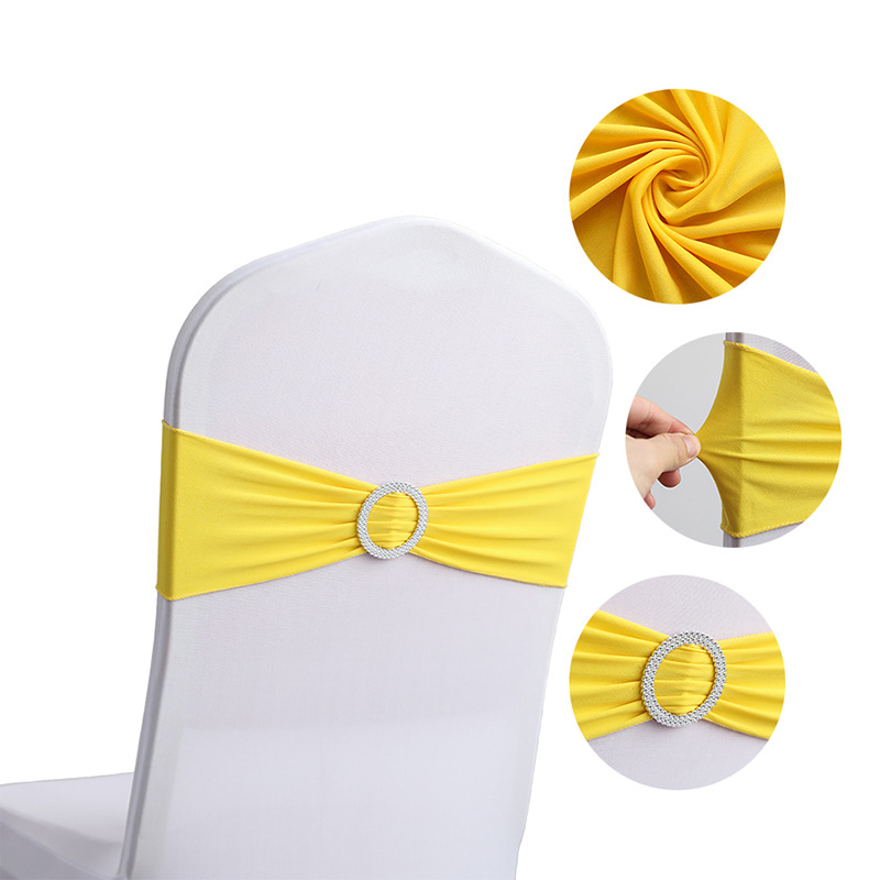 Factory direct supply high-end hotel wedding decoration bow chair back Flower spandex chair streamer chair cover elastic strap